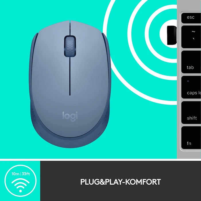 Logitech M171 Wireless Mouse blaugrau, USB