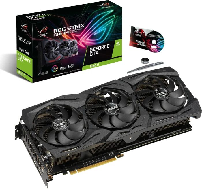 ASUS ROG Strix GeForce GTX 1660 Ti Advanced, ROG-STRIX-GTX1660TI-A6G-GAMING, 6GB GDDR6, 2x HDMI, 2x DP
