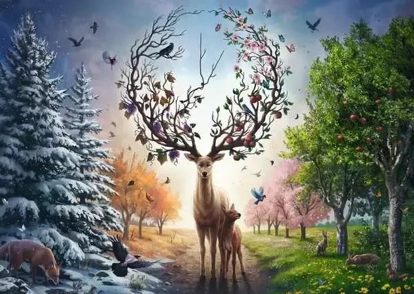 Ravensburger Puzzle Der magische Hirsch und die vier Jahreszeiten