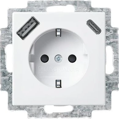Busch-Jaeger Busch-Balance SI SCHUKO USB-Steckdose Safety+, alpinweiß