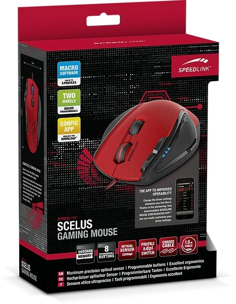Speedlink Scelus Gaming Mouse rot/schwarz, USB