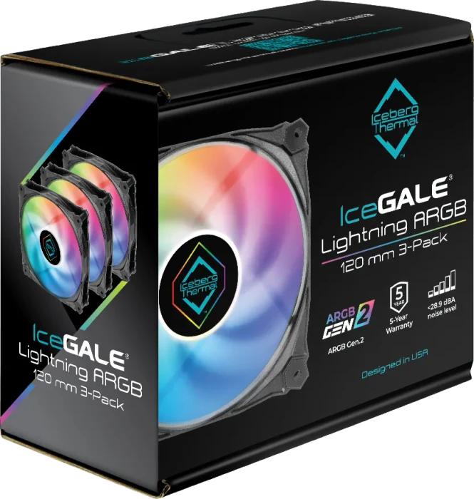 Iceberg Thermal IceGALE Lightning ARGB, Black, 120mm, 3er-Pack