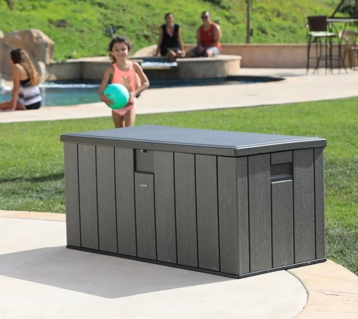 Lifetime Kissenbox Gartenbox 570l grau holzoptik