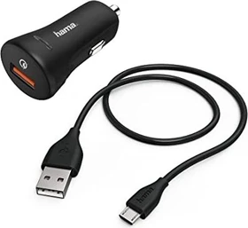 Hama Kfz-Ladeset Micro-USB 3A QC3.0 Ladegerät + Micro-USB Kabel 1.5m schwarz