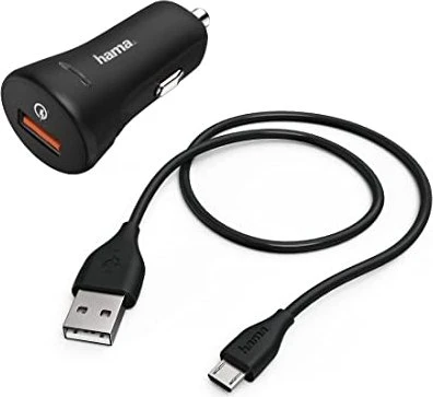Hama Kfz-Ladeset Micro-USB 3A QC3.0 Ladegerät + Micro-USB Kabel 1.5m schwarz