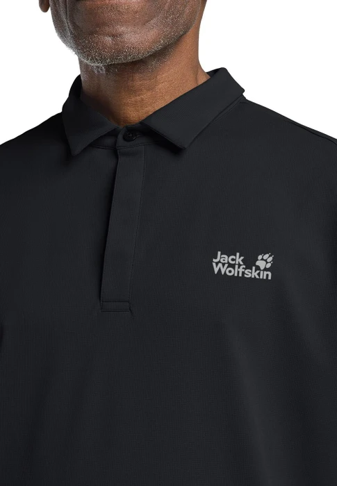 Jack Wolfskin Delgami Poloshirt kurzarm schwarz (Herren)