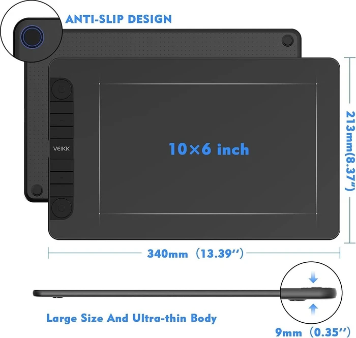 VEIKK VK1060PRO Graphic Pen Tablet, schwarz