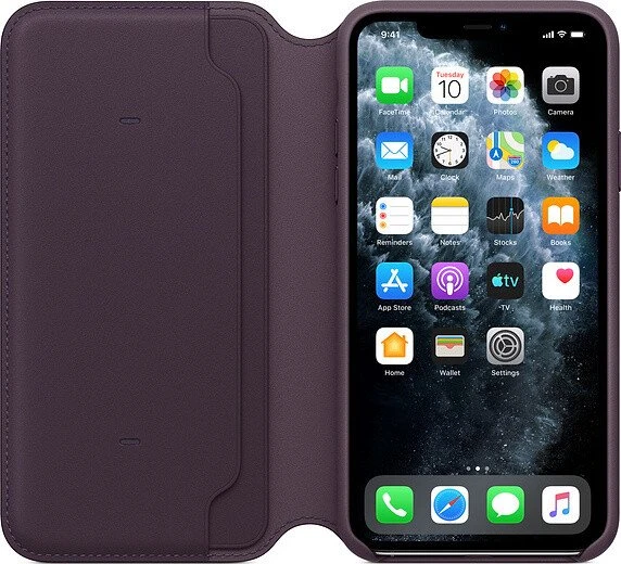 Apple Leder Folio Case für iPhone 11 Pro Max Aubergine