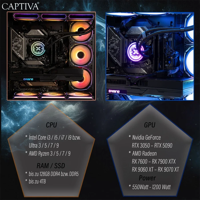 Captiva Entry Gaming I10-1684, Core i7-14700F, 16GB RAM, 1TB SSD, Arc B580 Graphics