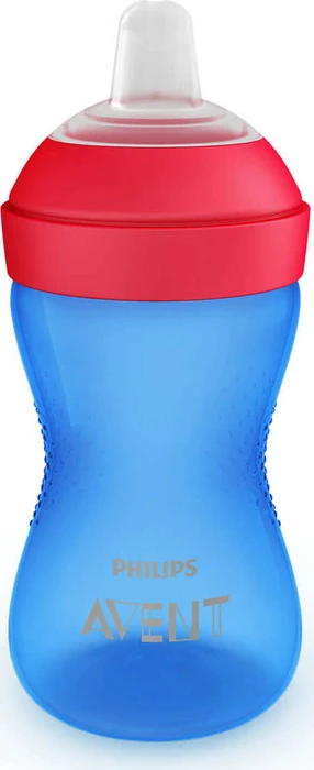 Philips Avent SCF802/01 My Grippy Trinkbecher mit hartem Trinkschnabel, 9+M, 300ml, blau/rot
