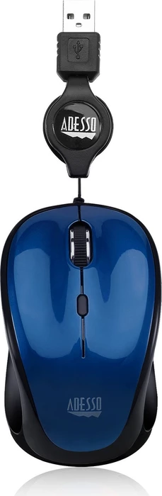 Adesso iMouse S8L Illuminated Retractable Mini Mouse blau, USB
