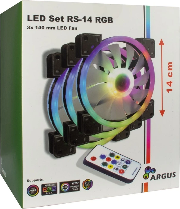 Inter-Tech Argus RS-14, LED-Steuerung, Fernbedienung, 140mm, 3er-Pack