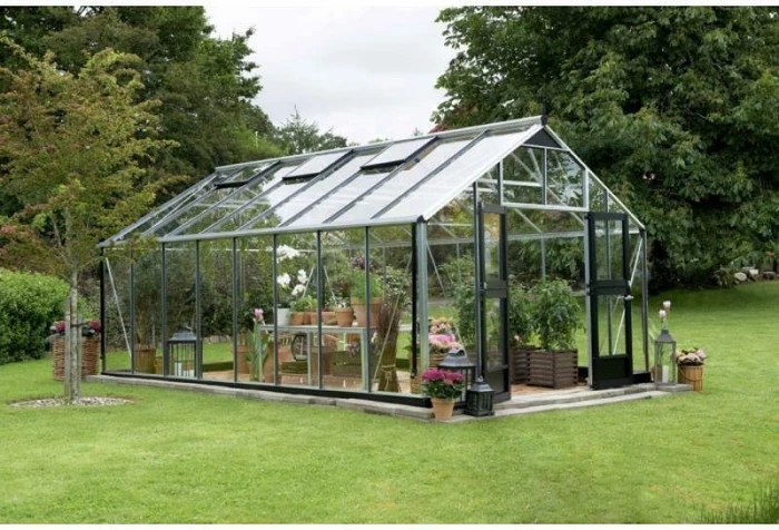 Juliana Gärtner 21.4m² 3mm Sicherheitsglas Gewächshaus blank/schwarz