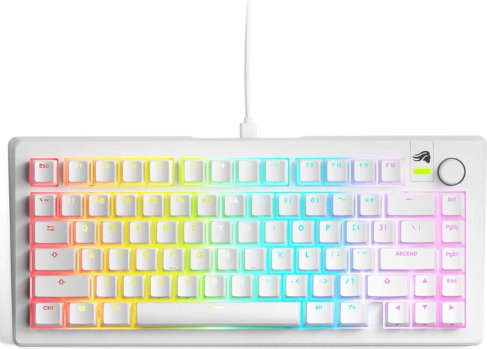 Glorious GMMK 3 75% Pre-built Gaming Keyboard, weiß, LEDs RGB, Glorious Fox MX, USB, US