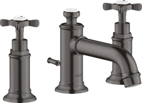 Hansgrohe Axor Montreux 3-Loch Waschtischarmatur 30 mit Kreuzgriffen und Zugstangen-Ablaufgarnitur brushed black chrome