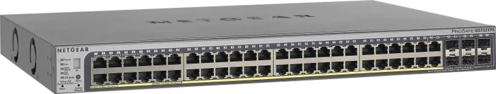 Netgear ProSAFE GS700 Rackmount Gigabit Smart Stacking Switch, 46x RJ-45, 2x RJ-45/SFP, 2x SFP, 384W PoE
