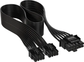 Corsair PSU Cable Type 4 - 600W PCIe 5.0 12VHPWR, 2x 8-Pin PCIe Stecker auf 16-Pin PCIe 5.0 12VHPWR Stecker, Adapterkabel, schwarz, 65cm