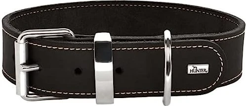 Hunter Aalborg Special Hundehalsband, Leder, strapazierfähhig, komfortabel, 65 L, schwarz