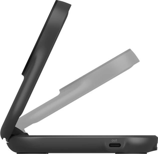 Belkin UltraCharge faltbare magnetische 2-in-1-Ladestation mit Qi2 (25W) rund schwarz
