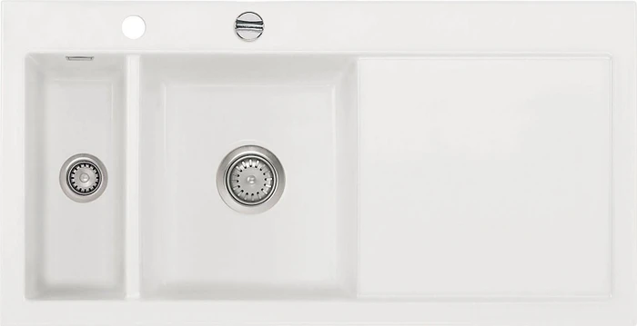 systemceram Mera 100 F Einbau Becken links mit Ablauffernbedienung polar