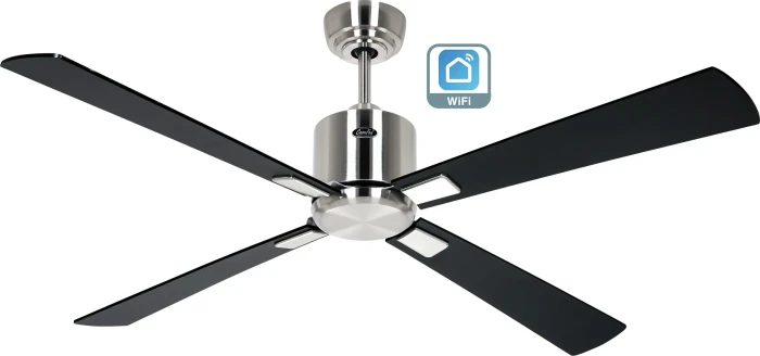 CasaFan Eco Neo III 132 BN-SW/TK WiFi Deckenventilator teak/schwarz/chrom gebürstet