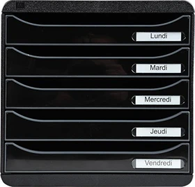 Exacompta Big Box Plus Schubladenbox, 5 Schubladen, schwarz glänzend