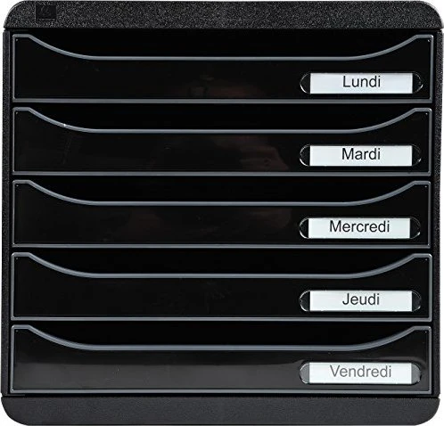 Exacompta Big Box Plus Schubladenbox, 5 Schubladen, schwarz glänzend