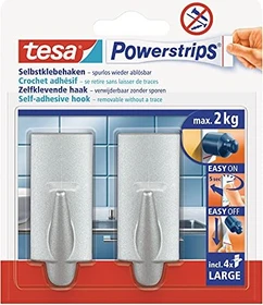 tesa Powerstrips Haken large chrom, 2 Stück