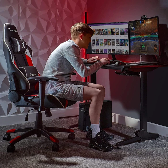 X Rocker Agility Compact Esports Gamingstuhl für für Kinder/Jugendliche, rot/schwarz