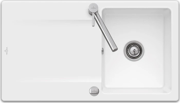 Villeroy & Boch Siluet 50 Einbau Becken reversibel mit Ablauffernbedienung stone white