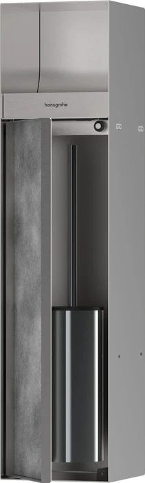 Hansgrohe XtraStoris Rock Einbau-Toilettenbürstenhalter mit Papierhalter und befliesbarer Tür edelstahl gebürstet