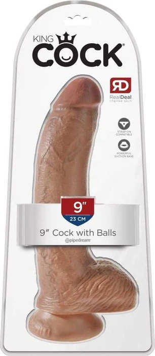 Pipedream King Cock 9" Cock with Balls tan