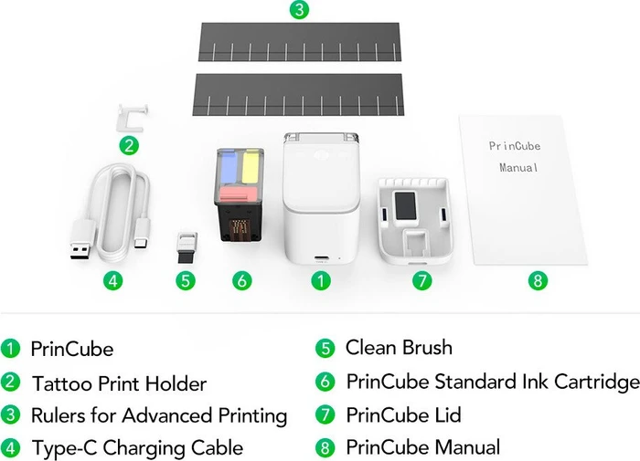 PrinCube/MBrush Mobile Printer, tragbarer Handdrucker, WLAN/Bluetooth, Tinte, mehrfarbig