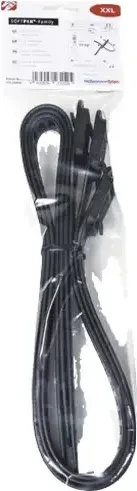 HellermannTyton SOFTFIX XXL Kabelbinder ohne Verzahnung aus flexiblem TPU Material, 28mm, 880mm, schwarz, 3 Stück