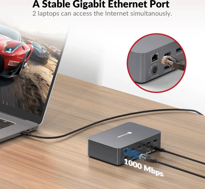 AV Access iDock C20, USB-C KVM Docking Station, 12-in1, for 2 Laptop, 4K@60Hz Dual Monitor, 2-fach KVM-Switch
