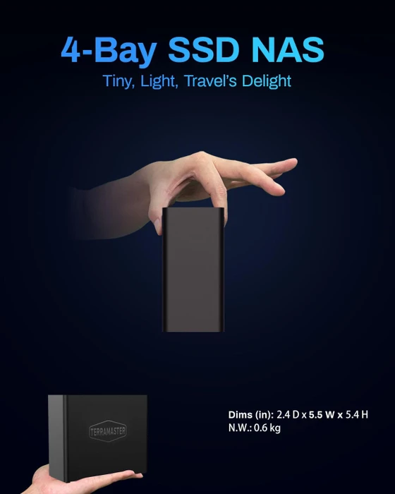 TerraMaster F4 SSD, Intel N95, 8GB RAM, 1x RJ-45 5GBase-T, 1x USB-C 3.1