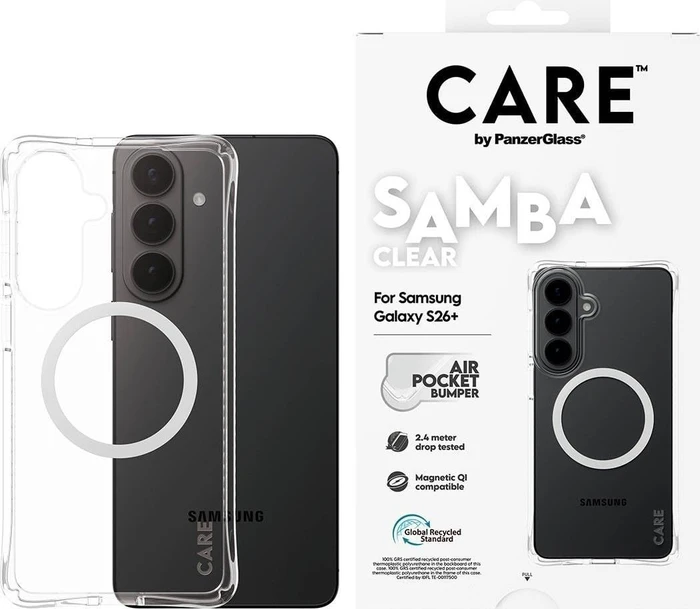 PanzerGlass Care Samba Case Transparent w. White Qi für Samsung Galaxy S26+