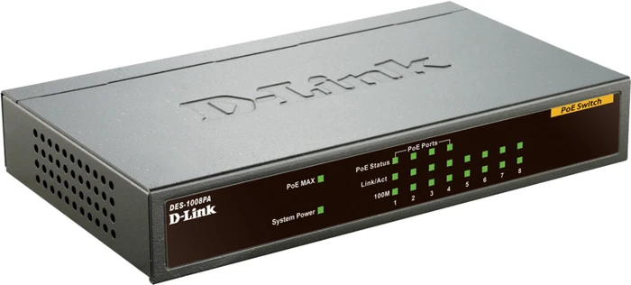 D-Link DES-1000 Desktop Switch, 8x RJ-45, 52W PoE