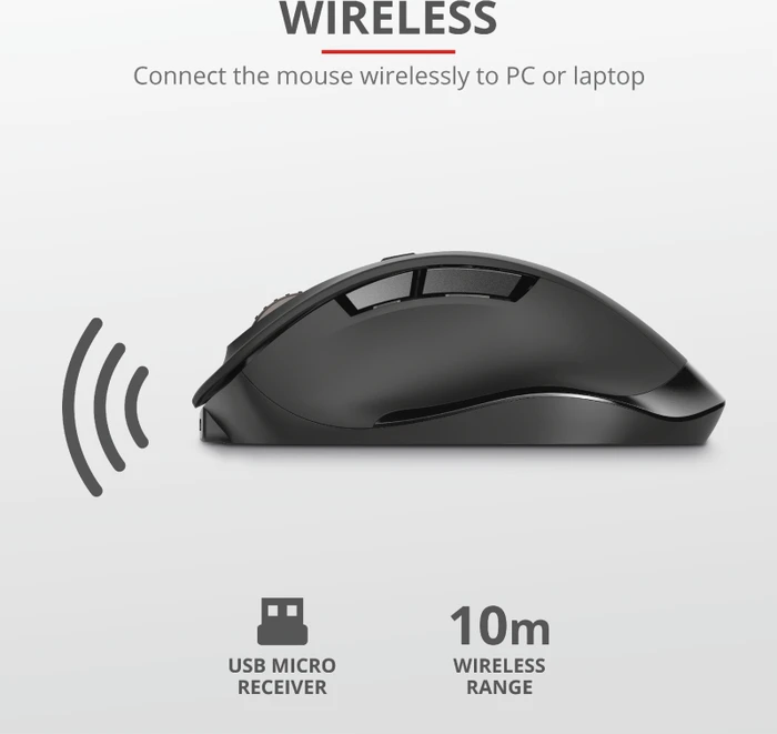 Trust Fyda Rechargeable Wireless Comfort Mouse schwarz, USB