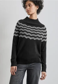 Street One Melange-Look Pullover schwarz (Damen)