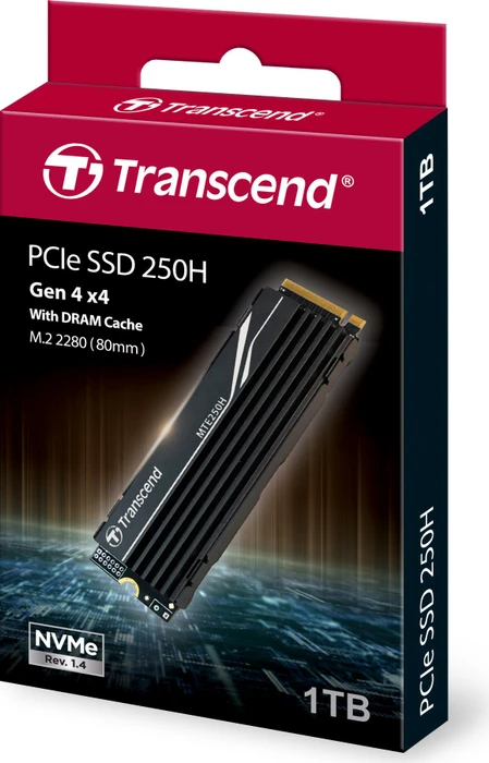Transcend MTE250H SSD 1TB, M.2 2280 / M-Key / PCIe 4.0 x4, Kühlkörper