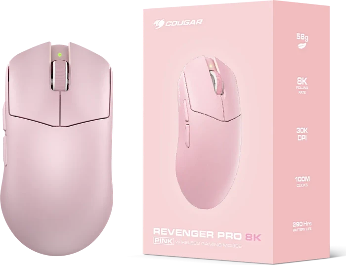 Cougar Revenger Pro 8K Wireless Gaming Mouse rosa, USB/Bluetooth