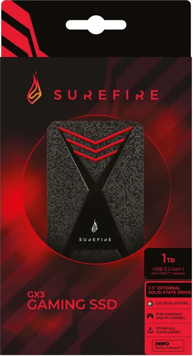 Verbatim SureFire GX3 Gaming SSD, 1TB, USB 3.0 Micro-B