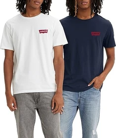 Levi's Crewneck Graphic 2er-Pack T-Shirt kurzarm chesthit white/dress blues (Herren)