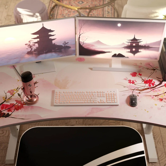 Arozzi Arena Gaming Desk Schreibtisch 160x82cm Sakura/weiß