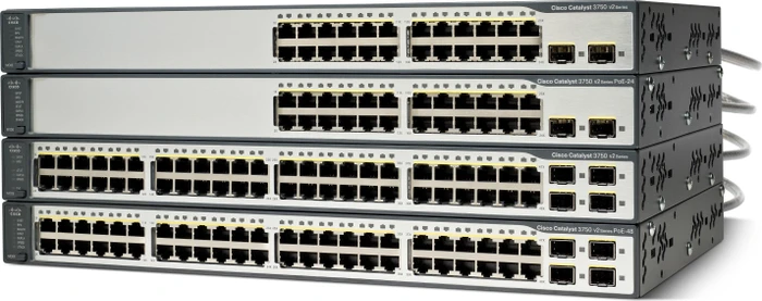 Cisco Catalyst 3750 V2 IP Services Rackmount Managed Stacking Switch, 24x RJ-45, 2x SFP, 370W PoE