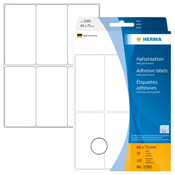 Herma Vielzwecketiketten, 40x75mm, weiß, 32 Blatt (192 Etiketten)