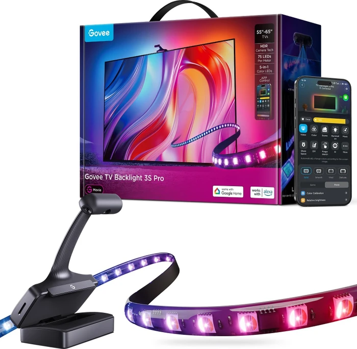 Govee Hintergrundbeleuchtung TV 3 Pro mit HDR-Dreifachkamera für 55-65 Zoll