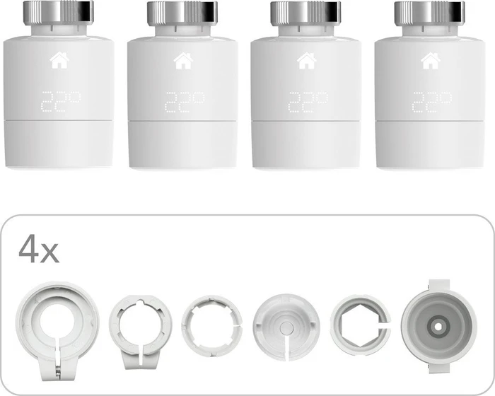 tado Smart Funk-Heizkörperthermostat Quattro Pack, universale Montage, Heizungssteuerung, 4er-Pack