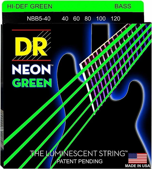 DR Strings Neon Green Bass Light 5-String